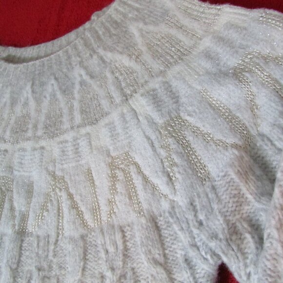 White House Black Market Fairisle Lurex Sweater - Picture 3 of 12